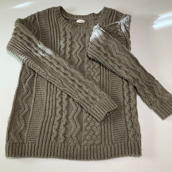 Y2K Grey Cable Knit Pullover, Relaxed Fit, XS. Academia - Picture 7 of 14